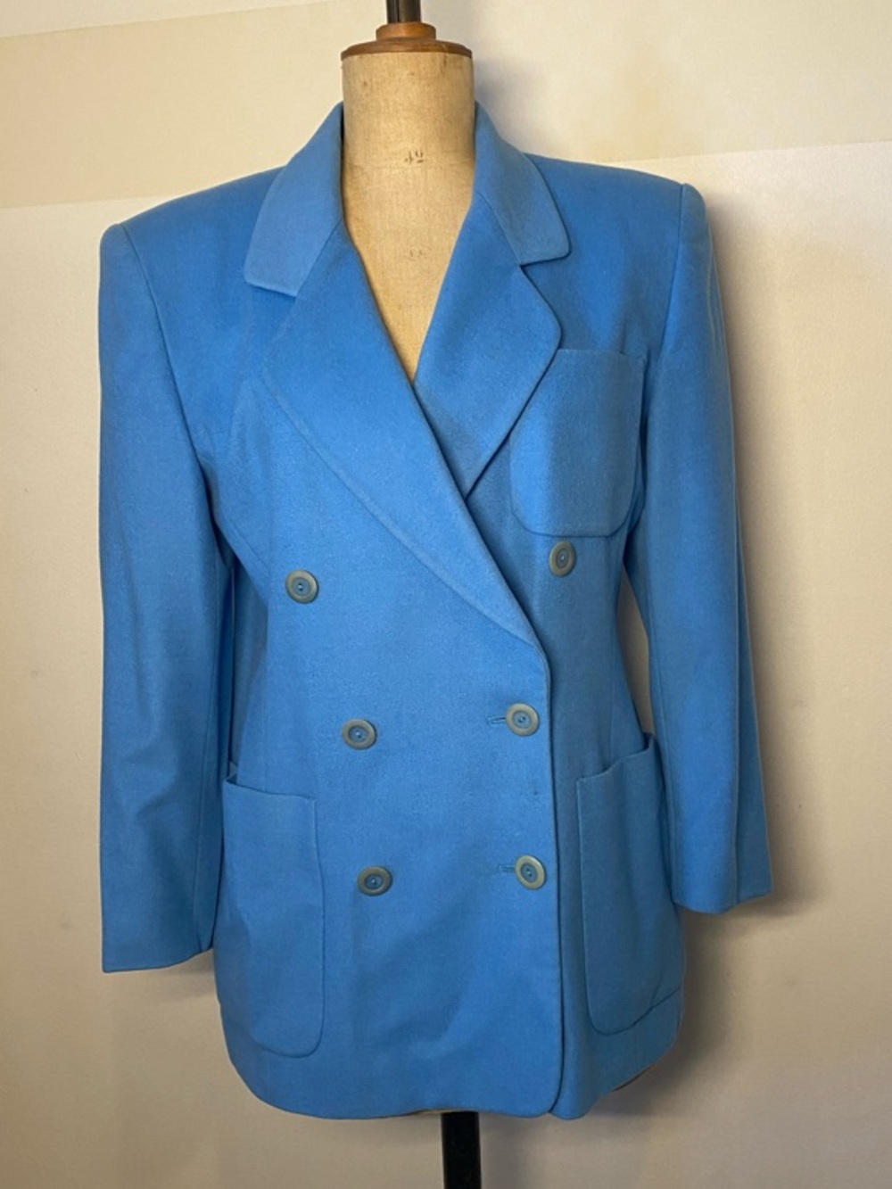 Escada by Margaretha Ley Wool Blazer Blue Double Breasted Vintage Size 40(8)